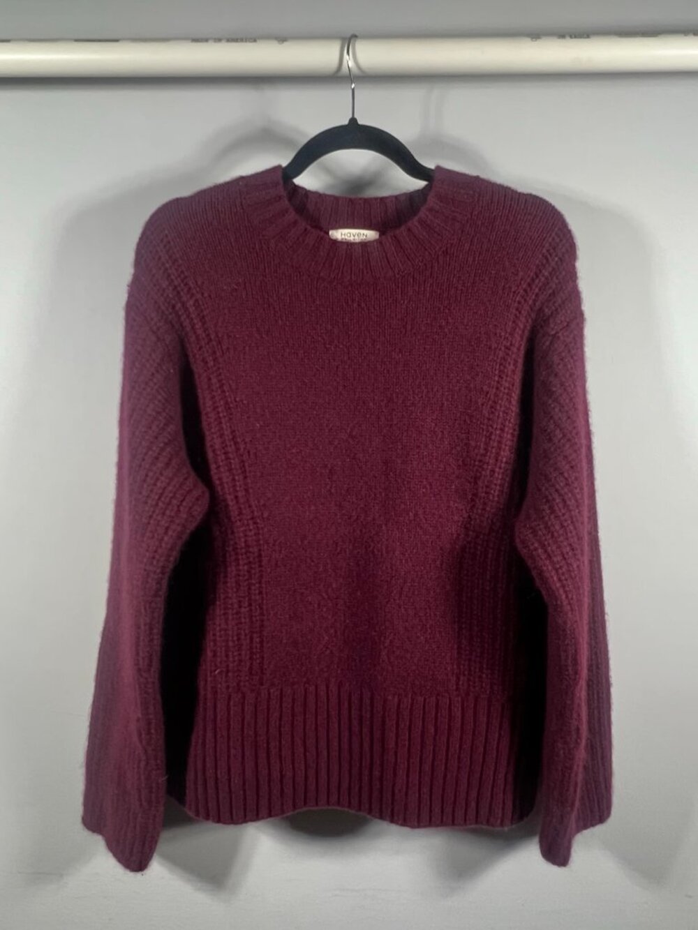 Haven Well With Sweater Womens Cashmere Pullover Crew Neck XL Chunky Ribbed Knit